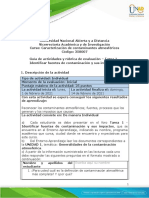 Guia de Actividades y Rubrica de Evaluacion - Unidad 1 - Tarea 1 - Identificar Fuentes de Contaminacion y Sus Impactos