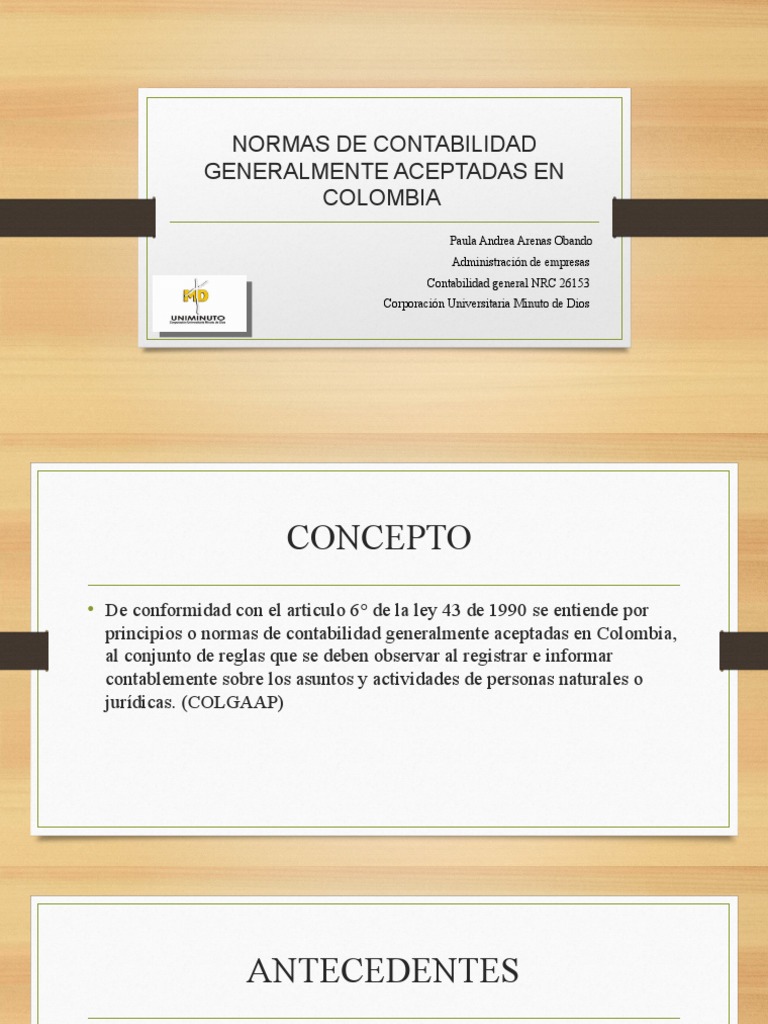 Normas de Contabilidad Generalmente Aceptadas en Colombia PDF normas internacionales de
