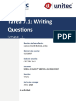 Tarea 7.1: Writing Questions: Semana: - 7