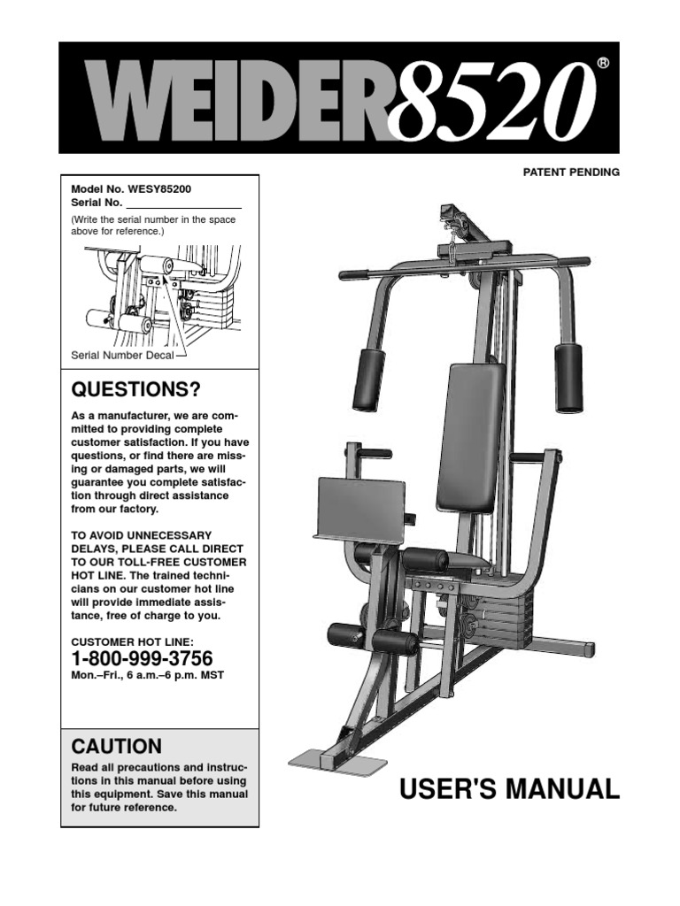 Weider 8520 Weight Machine WESY8520.0-132714 | PDF, image size:768x1024