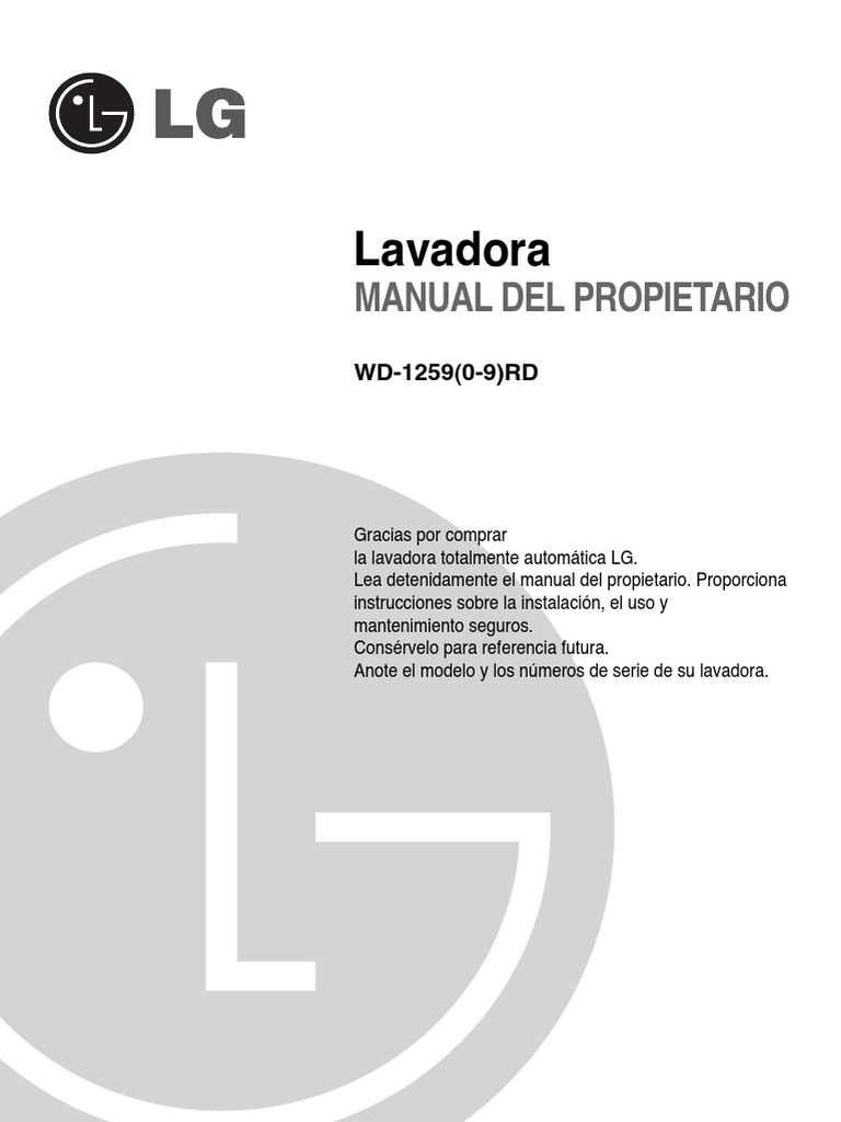 Manual Lavadora LG dwc2000 | PDF | Detergente | Lavadora