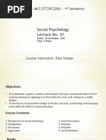 Social Psychology Lecture No. 01: Class: (MLT, OTT, RIT, ENG - 1 Semester)