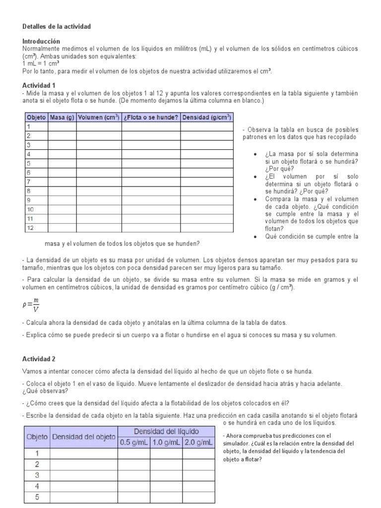 Centimetros Cubicos Y Mililitros Es Lo Mismo Laboratorio Densidad | PDF | Volumen | Densidad