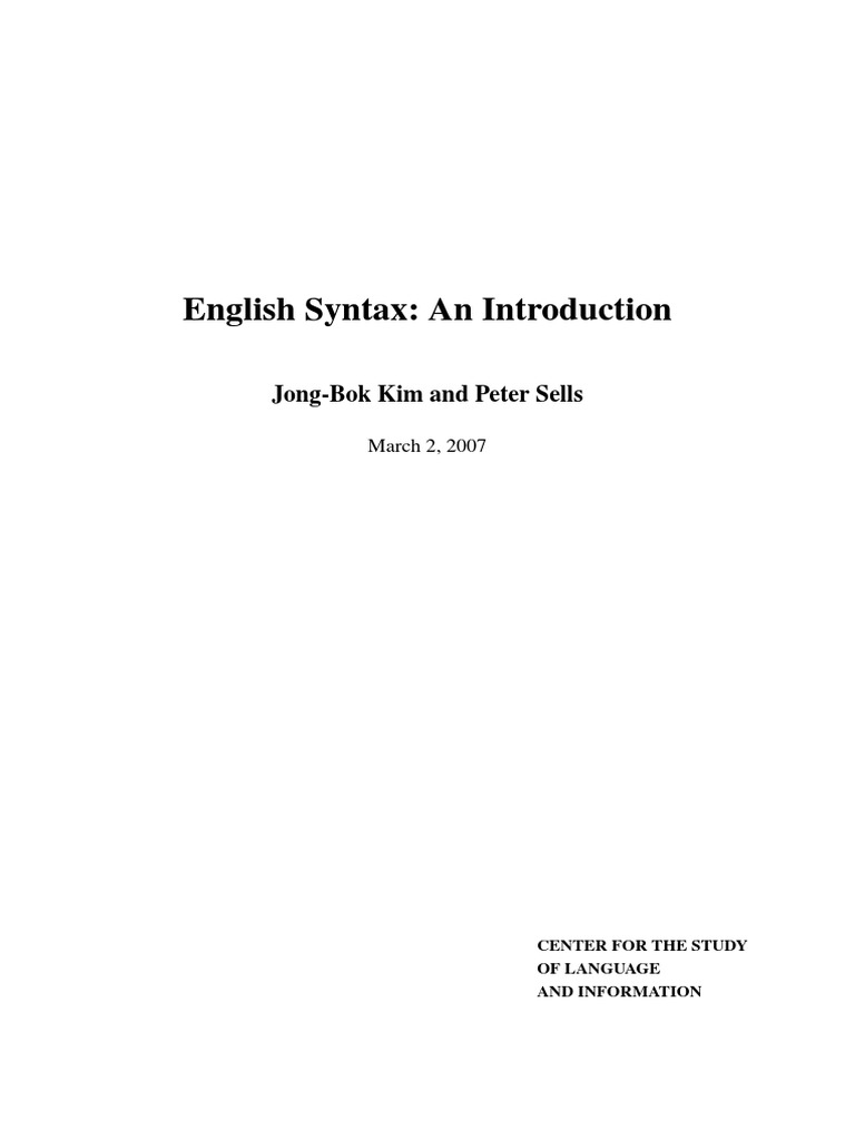 English Syntax x8 | PDF | Phrase | Lexical Semantics