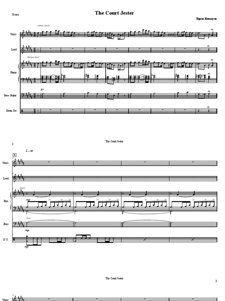 The Court Jester Score | PDF | Keyboard Instruments | Music Theory
