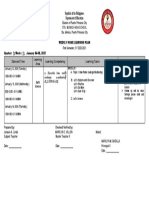 Date and Time Learning Area Learning Competency Learning Tasks Mode of Delivery