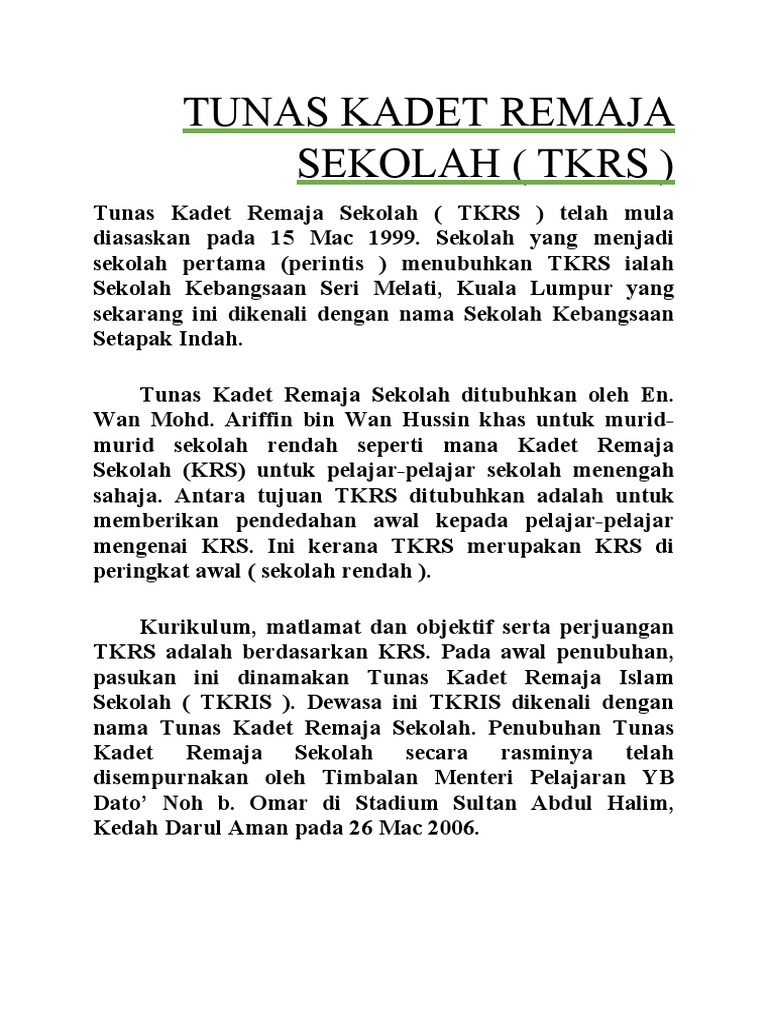 Tunas Kadet Remaja Sekolah Pdf