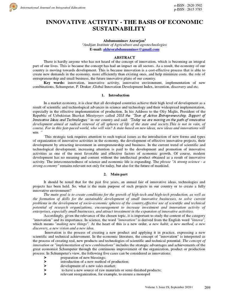 Innovative Activity - The Basis of Economic Sustainability | PDF ...