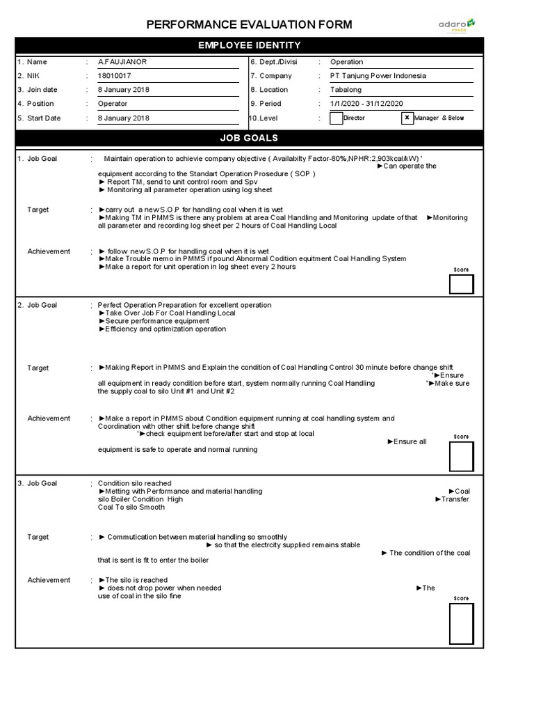 Employee Performance Evaluation Form | PDF | Business