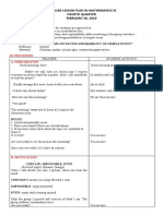 Detailed Lesson Plan in Mathematics Xi Fourth Quarter FEBRUARY 26, 2019