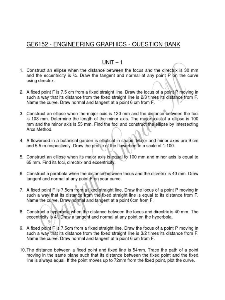 Eg Question Bank 2013 Pdf Ellipse Differential Geometry
