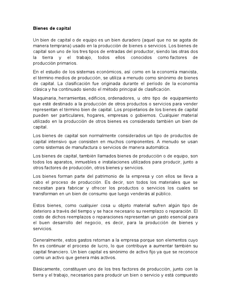 Bienes de Capital PDF Buena capital Capital (economía)