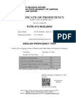 Certificate of Proficiency: Putri Ayu Muslimah