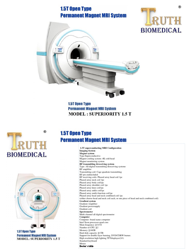1.5 T MRI Machine of TRUTH BIOMEDICAL | PDF | Magnetic Resonance ...