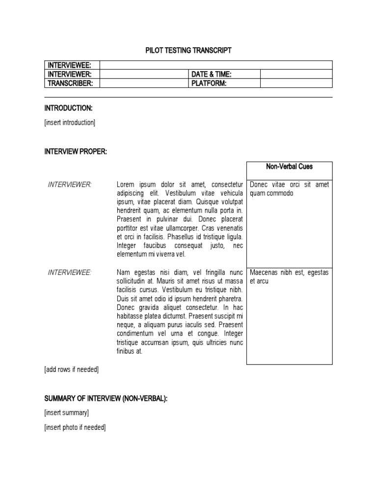 Interview Transcript Format | PDF
