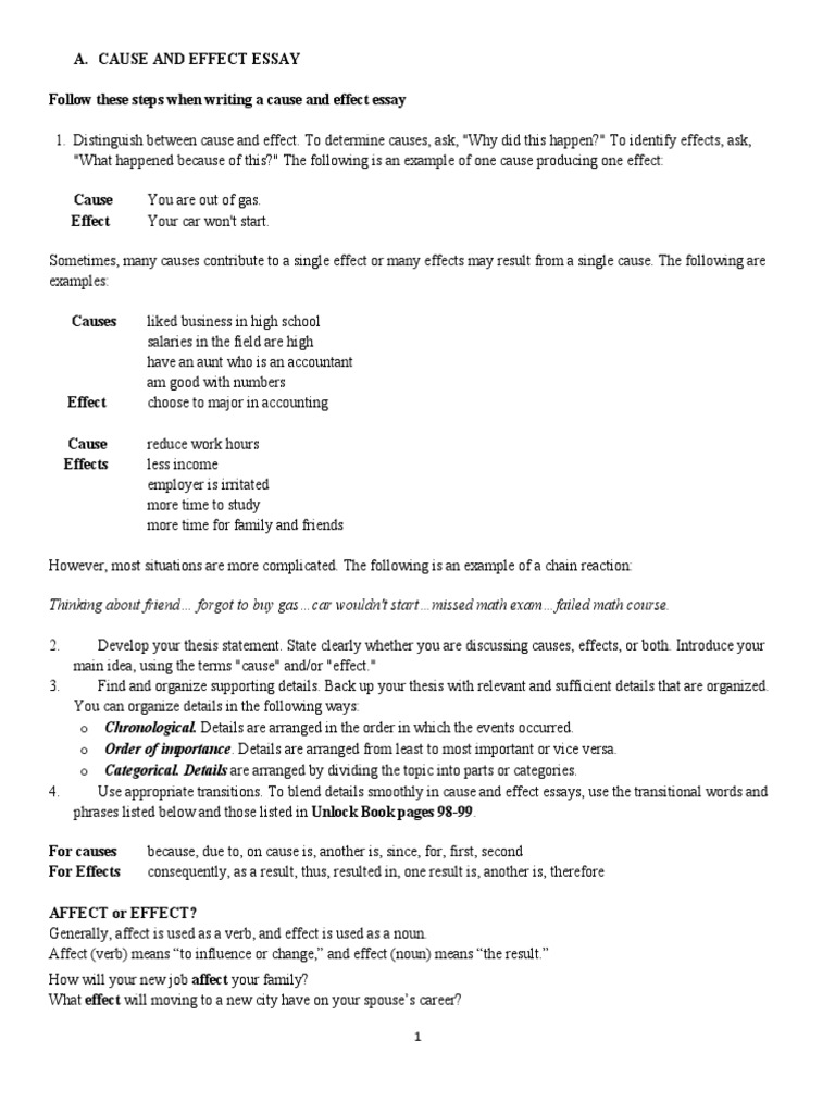 Writing Cause and Effect Essays Guide | PDF | Obesity | Sea Level Rise