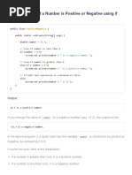 Java Program To Check Whether A Number Is Positive or Negative