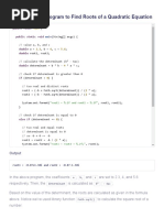 Java Program To Find All Roots of A Quadratic Equation