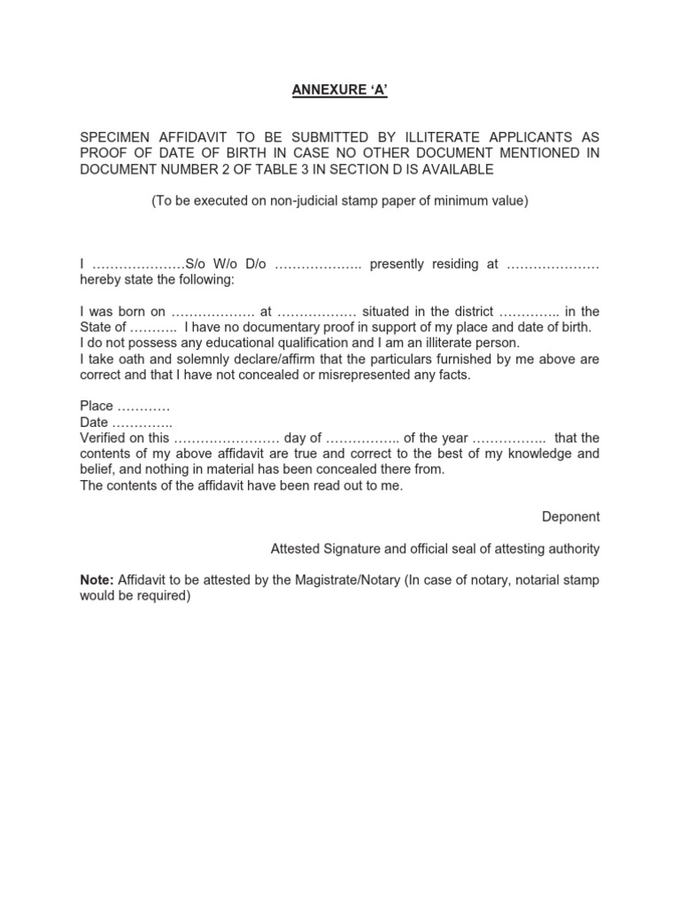 Indian Passport Annexure A | PDF
