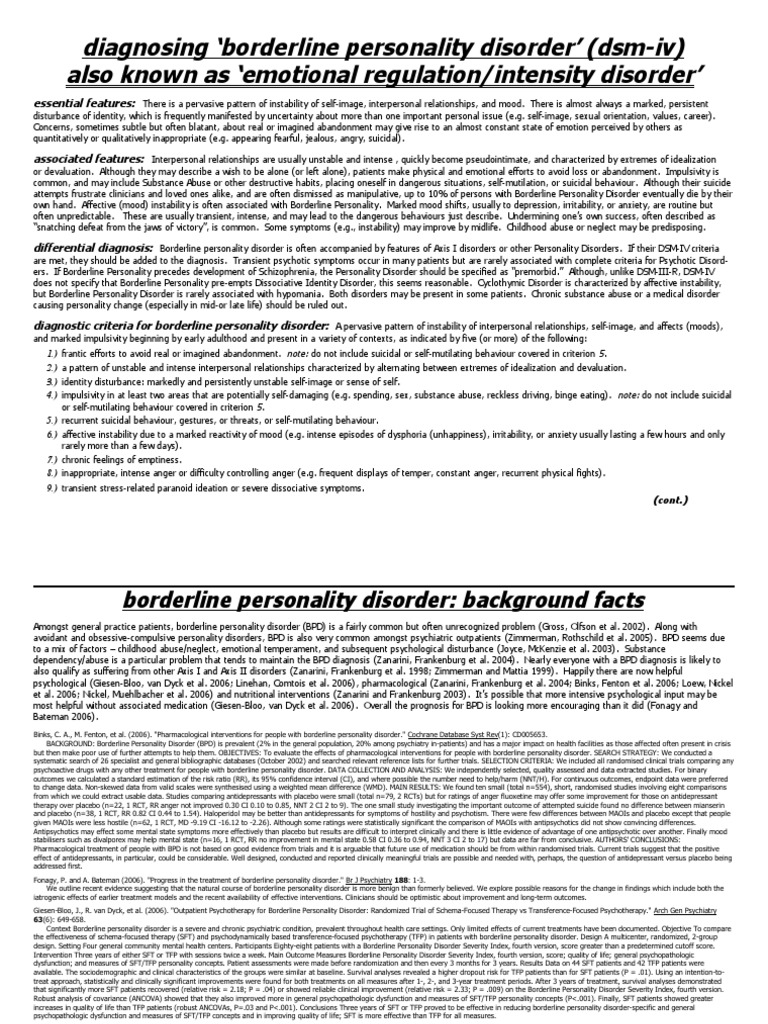 BPD, Diagnosis | Download Free PDF | Borderline Personality Disorder ...