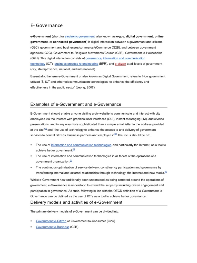 E Governance | PDF | E Government | Information Technology