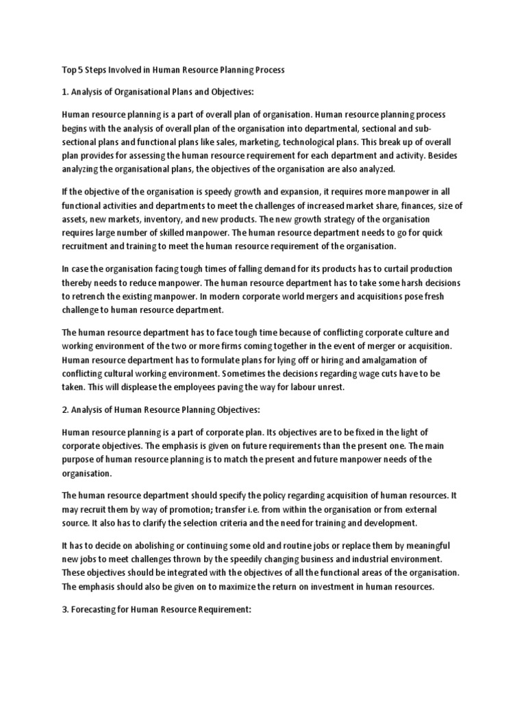 02 Steps Involved in HR Planning Process | PDF | Human Resource ...