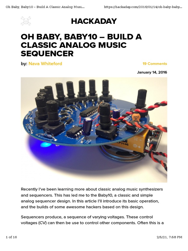 Schematic For Baby 10 Electronic Sequencer PDF Electronic Circuits
