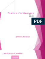 Statistics For Managers: Unit I
