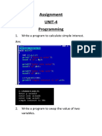 Assignment: UNIT-4 Programming
