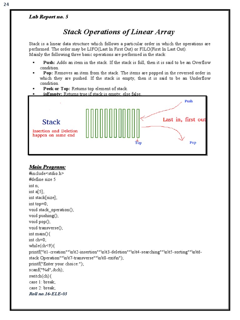 Stack Operations of Linear Arrays | PDF | Computer Programming ... image.