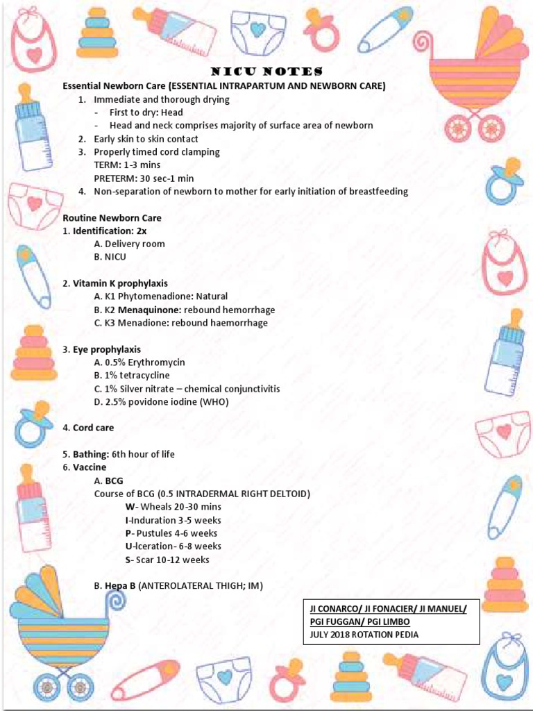 Pedia Nicu Notes | PDF | Preterm Birth | Medical Specialties