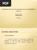 Introduction To Transportation Engineering TEM 141: Engr. Hina Saleemi Assistant Professor