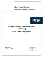 Organisational Behaviour and Leadership: End-Term Assignment