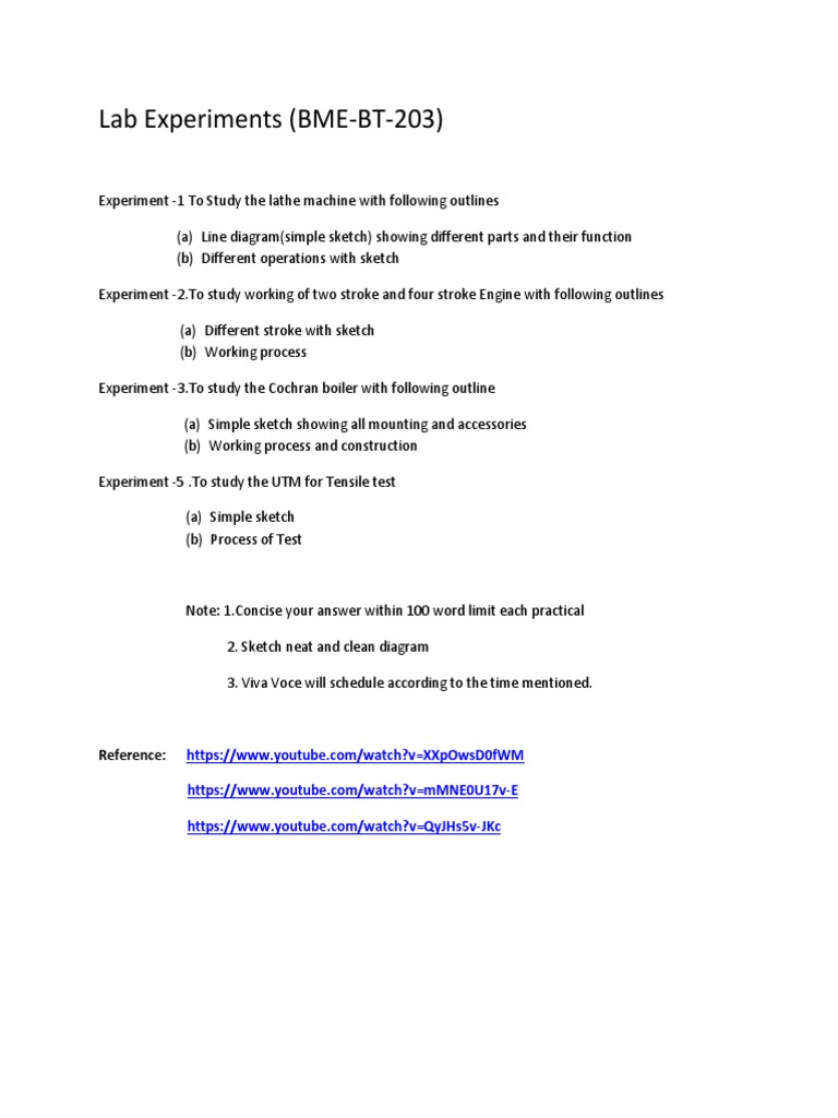 BME-BT-203 Lab Experiments Guide | PDF | Technology & Engineering