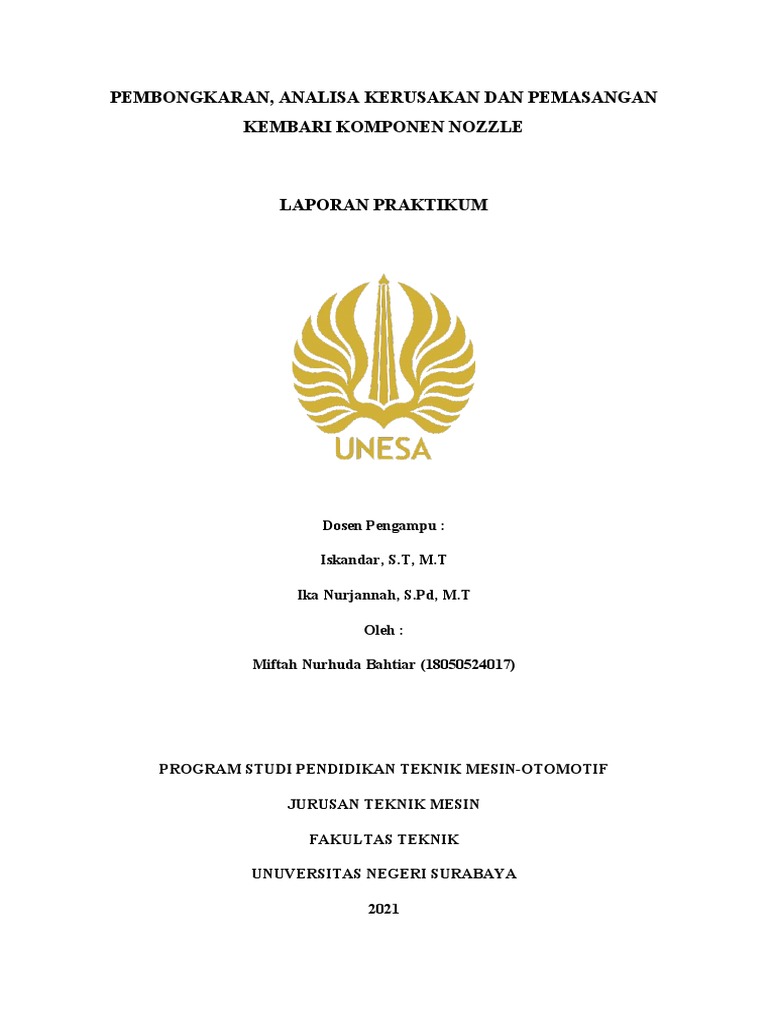 Pemeriksaan Fungsi Dan Komponen Nozzle Diesel Pdf