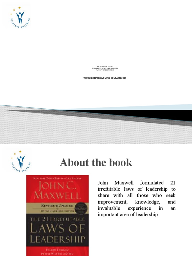 The 21 Irrefutable Laws of Leadership | PDF | Intuition | Leadership