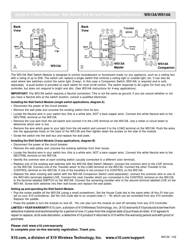 X10 Wall Switch PDF Switch Machines