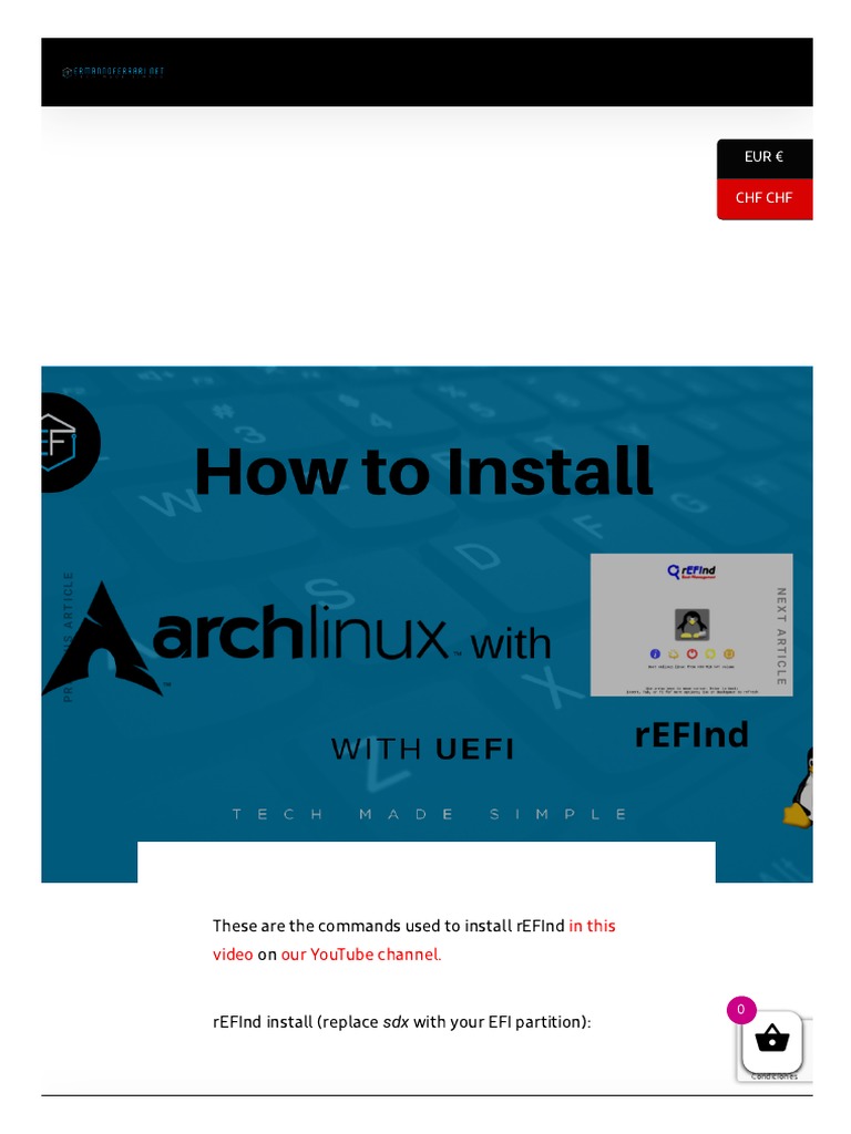 Instalar Refind en Arch PDF Unix Operating System Families