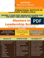 Masters in Leadership Science: Chanakya International Institute of Leadership Studies (Ciils)