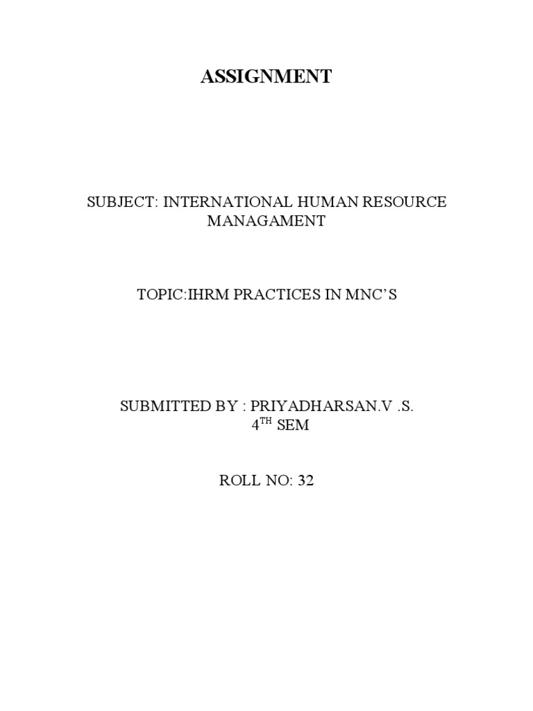 IHRM Practices in MNCs Overview | PDF