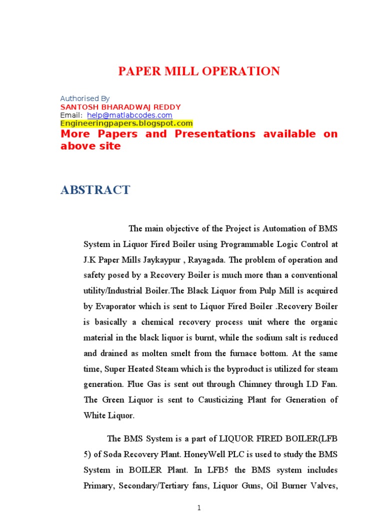 Automation in Paper Mill Boiler Systems | PDF | Programmable Logic ...