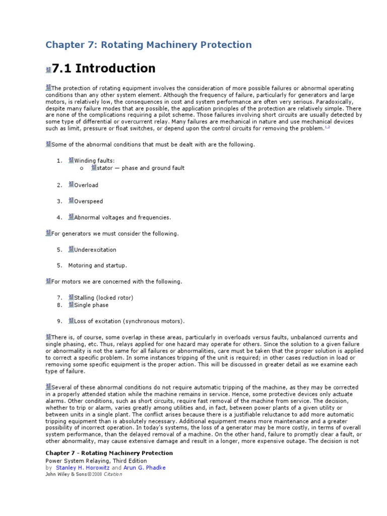 Protection - of - Rotating - Machinery - Intro and Problems | PDF ...