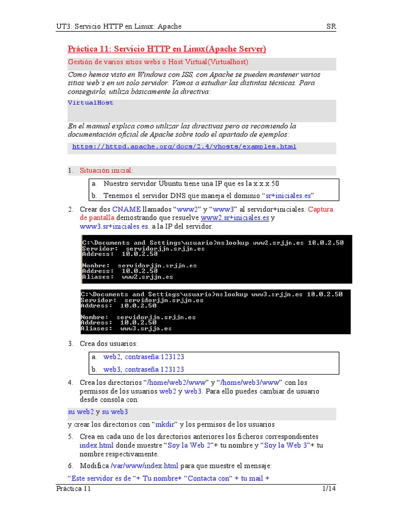 Práctica 11 | PDF | Servidor HTTP Apache | Dirección IP