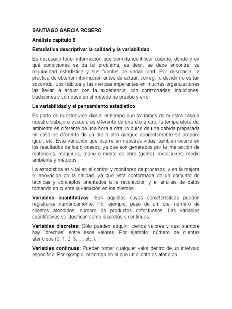 Análisis de Variabilidad Estadística | PDF | Histograma | Dispersión ...