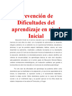 Prevención de Dificultades Del Aprendizaje en Nivel Inicial