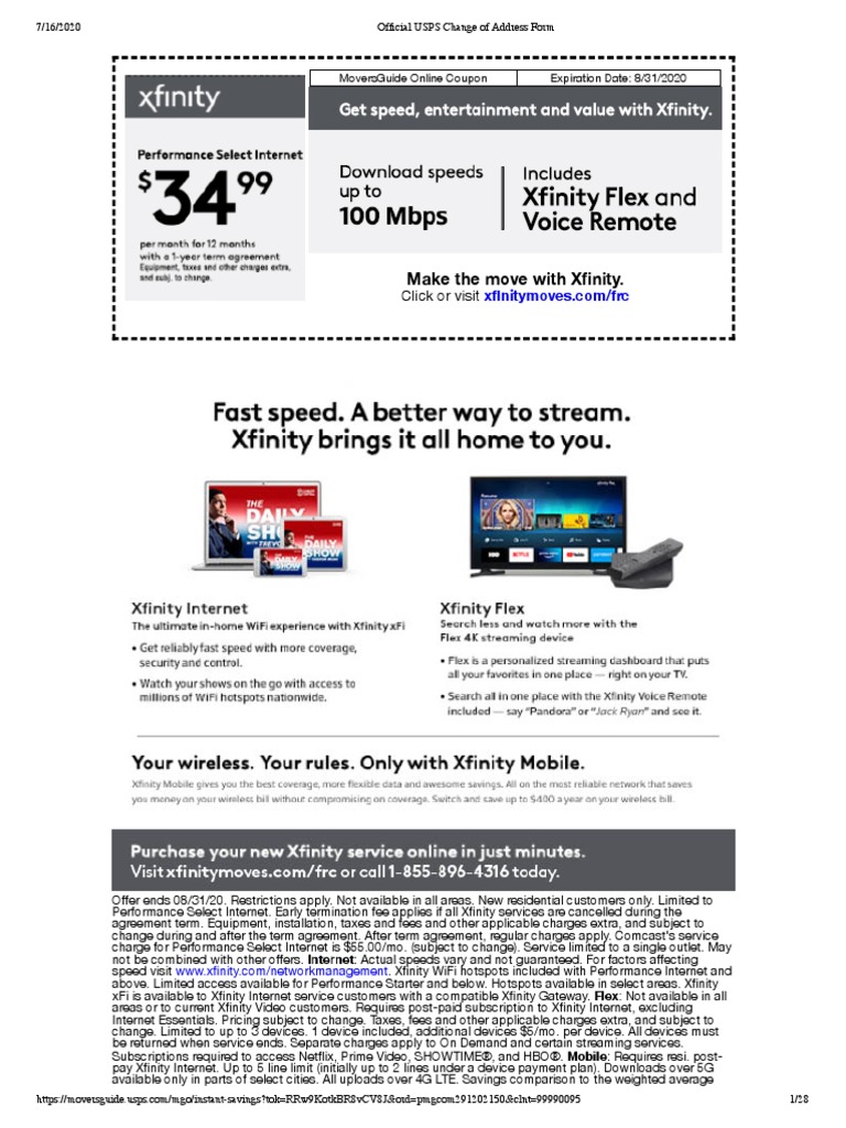 Official USPS Change of Address Form PDF Coupon Bank Of America