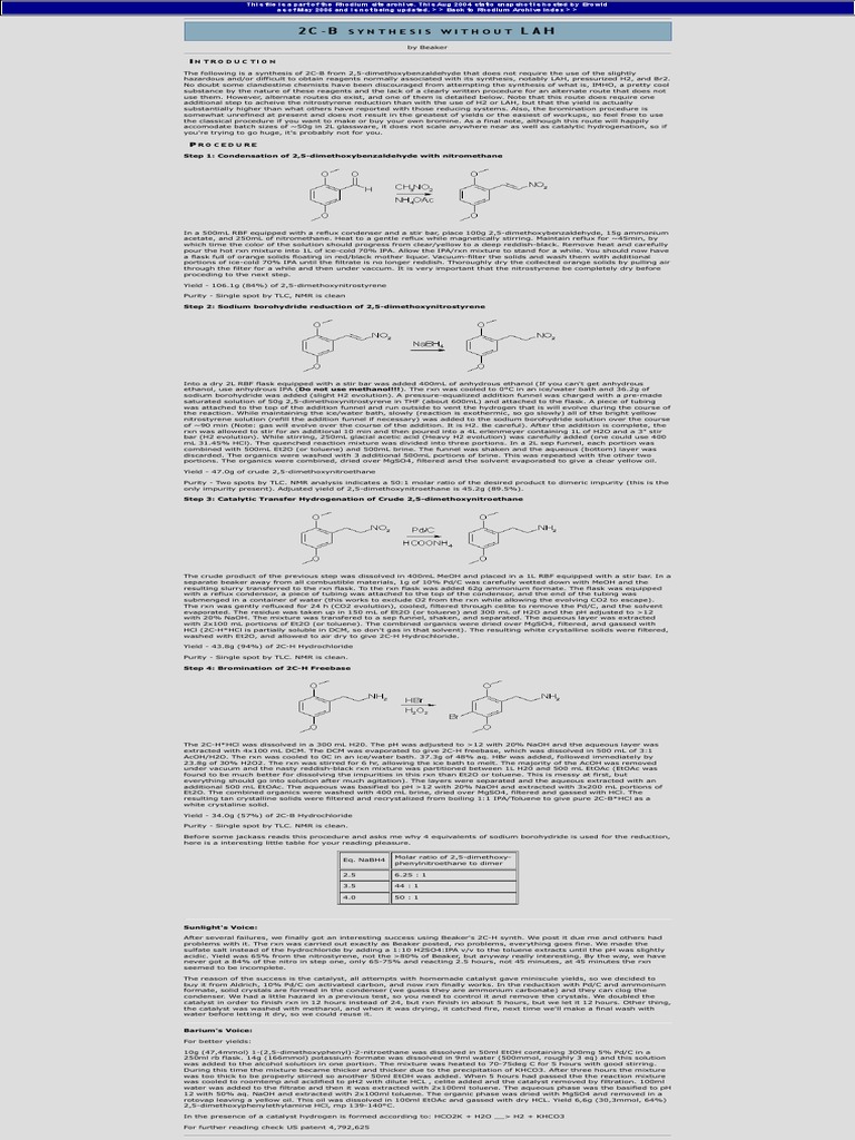 2C-B Synthesis Without LAH | PDF | Filtration | Sodium Hydroxide