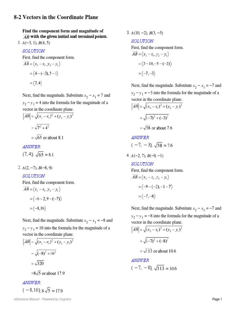 Component Form and Magnitude of Vectors | PDF | Euclidean Vector | Angle
