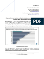 Press Release - Filipinos The Most Positive and Optimistic About Current and Future Economic State Among SEA Countries.