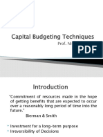 Capital Budgeting Techniques: Prof. Nidhi Bandaru